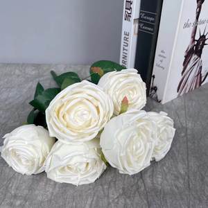 Usine en gros de haute qualité artisanat velours artificiel rose bouquet 4 couleurs velours artificiel rose bouquet - Product Image 6