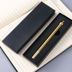 <span class=keywords><strong>Stylo</strong></span> à bille en laiton moderne en or véritable, élément rétro mélangé de luxe, lourd, sceptre de reine gravé, baguette magique en laiton - Product Image 4