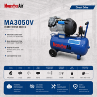 Compresseur d'air portable 2HP à entraînement direct, lubrifié, refroidi par air, alimenté en courant alternatif 220V