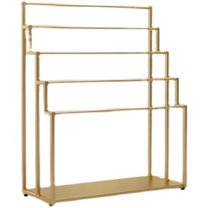 衣料品店用フロアスタンド式アイロン製スカーフ陳列スタンド（ホイール付き、スカーフ、パンツ、毛布などを掛けられる、多層収納、ゴールド） - Product Image 5