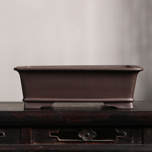Pot à Bonsaï Rectangulaire en Argile Violette Zisha, Utilisation Intérieure au Sol, Style Chinois - Product Image 1