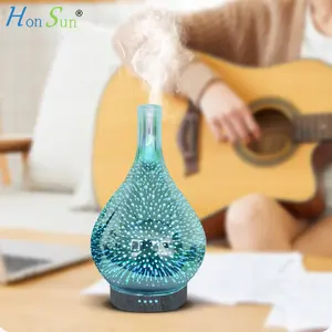 3D Vuurwerk Glas Luchtbevochtiger Met 7 Kleur Led Nachtlampje Aroma essential Olie Diffuser Cool Mist Maker Voor home