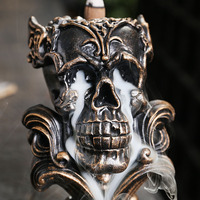 Porte-encens Art Déco à refoulement brûleur en résine squelette brûleur d'encens pour Goth aromathérapie cascade gothique encensoir ornement