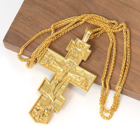 ZD062 Collier Croix Pectorale en Or 18K pour Évêque Prêtre, Pendentif Crucifix Jésus, Religieux Chrétien Orthodoxe