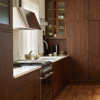 Meuble de cuisine de style américain, multifonctionnel, haut de gamme, en placage de bois, pour appartements et villas