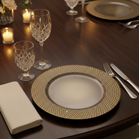 Assiette de présentation de luxe élégante de 13 pouces, motif personnalisé, durable et réutilisable pour mariages, anniversaires, dîners et hôtels