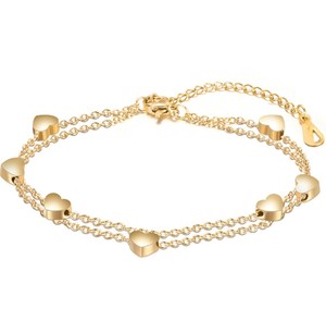 แฟชั่นทอง 24 K สร้อยข้อมือหัวใจผู้หญิงสแตนเลสสร้อยข้อมือหัวใจ - Product Image 1