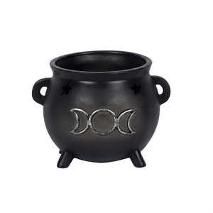 Caldero Grande y Resistente de Hierro con Grabado de Triple Luna y Tres Patas para Incienso Ortodoxo, Conos de Pooja, Smudging y Wicca - Product Image 1