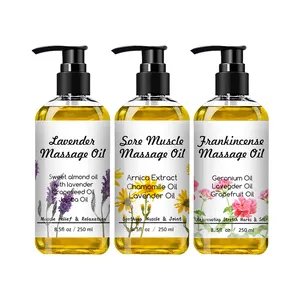 Private Label Natural Organic Lavender Pain Relief Relaxing Moisturizing Body Skin Massage Body Oil
