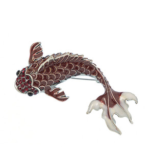 Spilla dipinta Vintage pesce rosso stile etnico delicato accessorio spilla smalto pesce Koi adatto <span class=keywords><strong>per</strong></span> giacche e cappotti da donna - Product Image 4