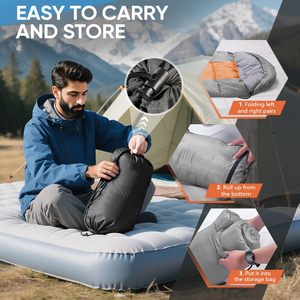 Saco de Dormir Plegable Tipo Sobre 190T para Exteriores, Saco de Dormir para Camping, Colchón para Dormir, Manta Cálida para Senderismo con Bolsa de Almacenamiento - Product Image 4