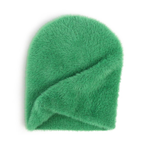 Fluffy ấm Faux Giả chồn Mohair Acrylic len đan đảo ngược Beanie <span class=keywords><strong>Hat</strong></span> Slouchy Chunky lông Beanie mũ dệt kim - Product Image 1