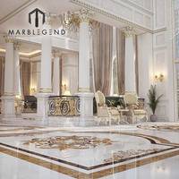 Solution jetable en marbre, 30 pièces, modèle de sol, médaillon de luxe, jet d'eau, incrustation de marbre, design pour villa