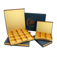 Boîte cadeau magnétique personnalisée avec logo pour le Ramadan, pour dattes et friandises |   Emballage alimentaire de luxe avec séparateurs pour baklava, chocolat et noix