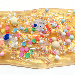 Golden Holographic Galaxy Crystal Slime With Cute Charms Non-Toxic Fidget Toy OEM ODM Factory Custom Wholesale - Product Image 4