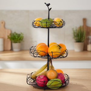 Organisateur de rangement en fil de fer doré, design moderne, pliable à 3 niveaux, écologique, multifonctionnel, pour la cuisine, la décoration, les fruits et les aliments - Product Image 3