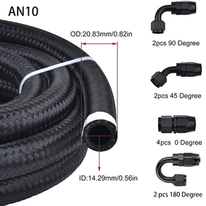 20 Ft 8AN 1/2 CPE Phổ Thép Không Gỉ Nylon Bện Khí Dầu Nhiên Liệu Dòng Hose Kit + 10 Cái Xoay An8 Phụ Kiện Adapter - Product Image 2