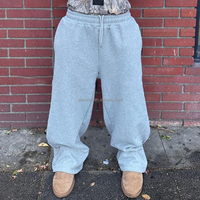 QIANSHI Custom Stacked Track Pants Men Oversize Sweat Pants Men Cotton French Terry Wide Leg Double Waisted Baggy Sweatpants