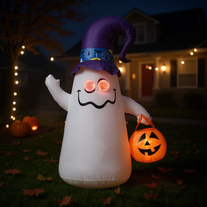 Fantasma Gonfiabile Carino da 1,8 m per Decorazione di Halloween, per Esterni e Interni, in PVC - Product Image 2