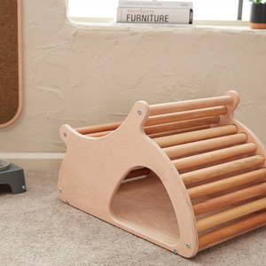 Lit en bois personnalisé quatre saisons avec griffoir pour chiens, fabriqué par un fabricant de meubles pour animaux de compagnie - Product Image 3