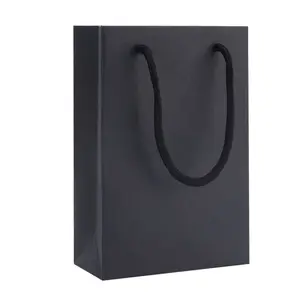 高品质固体耐用平底纸袋黑色牛皮纸礼品袋购物