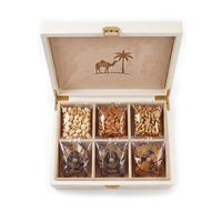 Boîte Cadeau de Luxe en Cuir PU avec Logo Personnalisé, 6 Compartiments, pour Noix, Dattes, Fruits Secs, Emballage Arabe Ramadan Aïd, OEM