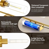 Set lampu dinding bertenaga baterai lintas batas khusus, 21 inci, dapat diredupkan, dilengkapi timer, remote control, warna hitam, nirkabel, modern