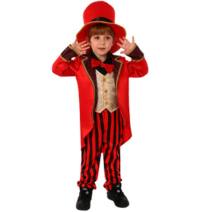Disfraz de circo para niños, traje de pantalones a rayas rojas con sombrero para niños, fiesta, actuación, juego de rol - Product Image 1