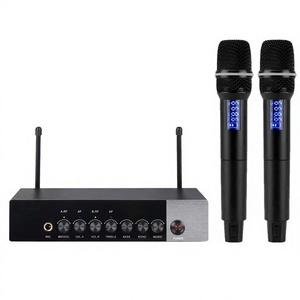 Portable Cordless Condenser Cardioid 2-Channel Echo Handheld <b>Microphone</b> <b>Wireless</b> Professional Metal Body Church Singing Rayco - Product Image 3
