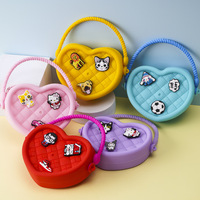 Sac bandoulière DIY pour enfants, petit sac en silicone motif cœur de dessin animé, porte-monnaie et sac à main pour filles