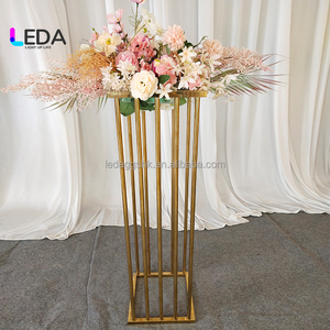 Centro de Mesa LEDA para Bodas, Decoración de Mesa, Columna Dorada, Jarrones de Hierro, Pedestal para Pasillo, Soporte de Metal para Flores - Product Image 2