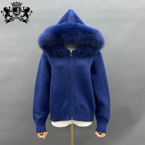 <span class=keywords><strong>Cardigan</strong></span> Invernale Indispensabile <span class=keywords><strong>con</strong></span> Cappuccio in Vera <span class=keywords><strong>Pelliccia</strong></span> di Volpe, Elegante Maglione Oversize per Donne - Product Image 6