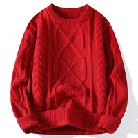 Pull à col rond à manches longues pour homme, design torsadé vintage, tricot respirant pour la saison hivernale