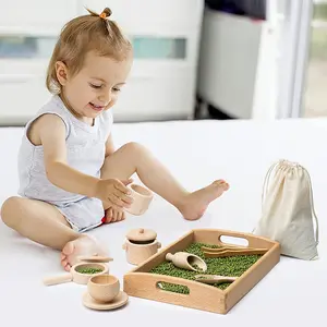 صينية حسية خشبية مونتيسوري ألعاب تعليمية للمطبخ من مجموعة اصنعها بنفسك للروضة للجنسين أدوات وأدوات تعليمية خشبية للأطفال