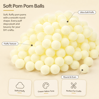 Pompons blancs crème 500 pièces, boules douces et moelleuses, fournitures artisanales DIY pour enfants, décoration de classe et de maison, vente en gros
