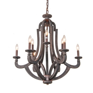 New 9-Lights Trang Trại Cổ Bằng Gỗ Đèn Chùm Ánh Sáng Sáng Tạo Cổ Điển Cầu Thang Đèn - Product Image 3