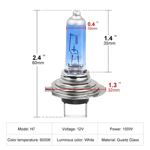 5500k सुपर उज्ज्वल h7 हैलोजन बल्ब कार हेडलाइट बल्ब 7 100w Halogen लैंप कार हेडलाइट रिप्लेसमेंट बल्ब सुपर व्हाइट ब्लू ग्लास - Product Image 4