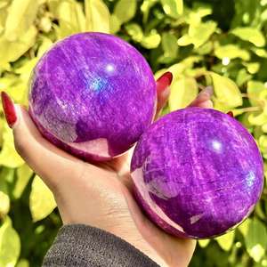 Sphère de pierre de lune violette naturelle, magnifique, polie, style bohème, pour la décoration intérieure, collection, cadeau - Product Image 3