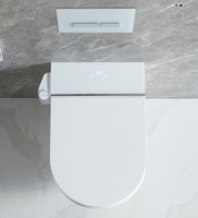 Ensemble WC intelligent entièrement automatique avec télécommande 220V, en céramique, à poser au sol, design de luxe, cuvette allongée, drainage en S