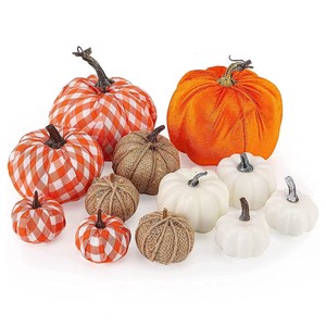 Juego de 12 Calabazas Artificiales, Calabazas Falsas Decorativas, Varios Diseños, para Halloween, Acción de Gracias, Navidad, Graduación - Product Image 1