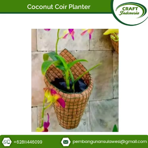 Hot Selling Classic Floor Hanging Hand Carved Lightweight Eco-Friendly Biodegradable <b>Plastic</b> Coconut Husk Coir <b>Planter</b> - Product Image 4