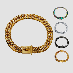 थोक अनुकूलन स्टेनलेस स्टील सामग्री सोने की चेन कुत्ते कॉलर चेन कुत्तों के लिए - Product Image 2