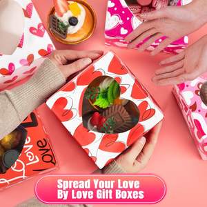Panadería casera Fiesta Favor Regalo <span class=keywords><strong>San</strong></span> Valentín Cupcake Candy Cookie Treat Cajas con ventana <span class=keywords><strong>de</strong></span> corazón - Product Image 2