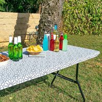 Nappe européenne pour Table pliante, arrière en flanelle de vinyle, avec bord élastique, pour noël, fête, étanche