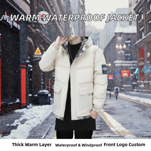 2025 OEM Customized <b>Thick</b> Warm Winter Waterproof Windproof <b>Quilted</b> Cotton Filled Stand Collar Front Logo Casual Men's Finished - Product Image 2