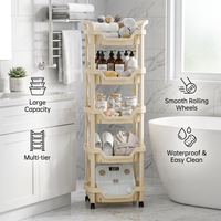 Étagère de rangement coulissante à deux niveaux Xingsheng en plastique avec roulettes, chariot utilitaire robuste pour cuisine, salon, armoire