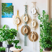 Articles de décoration intérieure en gros : Porte-chapeaux mural en macramé style bohème, support personnalisé pour chapeaux ronds