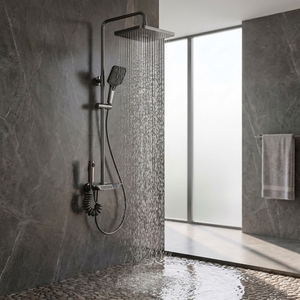 Ensemble <span class=keywords><strong>de</strong></span> <span class=keywords><strong>douche</strong></span> <span class=keywords><strong>de</strong></span> luxe gris anthracite en laiton avec touches <span class=keywords><strong>de</strong></span> piano, affichage numérique LED, système <span class=keywords><strong>de</strong></span> <span class=keywords><strong>douche</strong></span> intelligent à effet pluie, mitigeur mural pour salle <span class=keywords><strong>de</strong></span> bain - Product Image 1