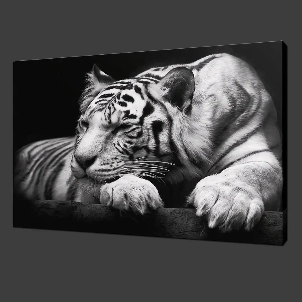 Cuadros en lienzo de arte de pared Modular, 5 piezas, pintura de tigre Animal, impresiones HD para sala de estar, póster blanco y negro, decoración del hogar
