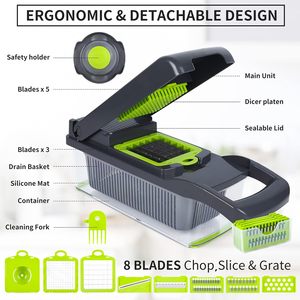 Hot-Sale 14-in-1 Kitchen Fruit & <b>Vegetable</b> Tools Including Veggie <b>Chopper</b> <b>Vegetable</b> Slicer Julienne Dicer - Product Image 4